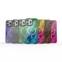 IMD casing ponsel lapisan ganda keren, casing ponsel magnetik pola cangkang mutiara Aurora untuk iPhone 16 15 14 13 12 Pro Max Plus