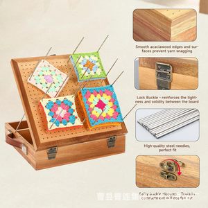 Caja de madera portátil para ganchillo y costura, organizador multiusos compartimentado para hilo y agujas, ideal para el hogar. - Product Image 4