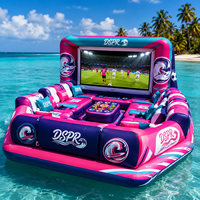 Canapé gonflable pour zone de supporters de football avec dossier flottant et support pour grand écran, idéal pour les centres de villégiature, parcs aquatiques et locations événementielles