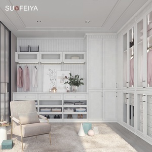 Sofeyia Armoire murale de luxe européenne en bois pour chambre à coucher, dressing avec rangement intégré au mur, design moderne pour hôtels et villas - Product Image 1