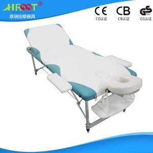 Lit de massage de beauté en alliage d'aluminium AT015 en gros d'usine, appui-tête portable, cuir synthétique, lit de beauté pliable en trois parties - Product Image 5