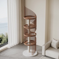 Arbre à chat en bois massif OEM/ODM, colonnes en sisal compactes, nid pour chat, structure d'escalade pour chat, structure intégrée à 3-5 niveaux pour la maison