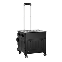 Chariot de transport pliable en plastique pour animaux de compagnie, 4 ou 8 roues, avec poignée, pour la marche, le camping, le marché, noir et blanc