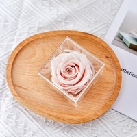 Rose exquise en acrylique, boîte avec fleurs romantiques, pour la saint-valentin, prix de gros
