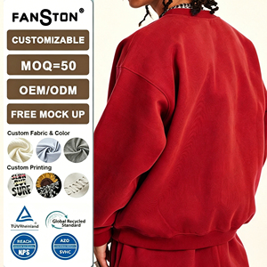 Sweat-shirt unisexe à col rond en molleton français 100% coton de haute qualité, coupe ample, avec logo personnalisé, style décontracté, 450 g/m² - Product Image 2