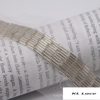 Cinta de encaje con cuentas de tubos metálicos de 9 filas, hecha a mano, de 6 cm de ancho, para adornos de cabello, ropa y accesorios de vestidos chinos.
