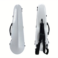 4/4 Full Size Carbon Fiber Violin Case Lightweight Hard Shell With Back Strap 2 Bow Holder Fiddle Case