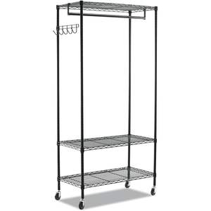 Alera Perchero de Alambre de Dos Niveles, Ahorra Espacio, de Acero Negro, con Ganchos para Uso Doméstico - Product Image 1