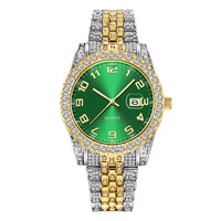 Montre Hip Hop pour homme en acier inoxydable plaqué or 18 carats, montre Hip Hop Bling entièrement sertie de diamants, montre glacée pour homme