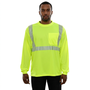 Camisetas de Trabajo de Alta Visibilidad con Mangas Largas y Reflectantes de Poliéster para Unisex FINER THREADS STJ5001 Needle - Product Image 1