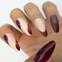 Uñas Postizas de Lujo Tipo Ataúd, Uñas Acrílicas Francesas Artificiales, Precio al por Mayor