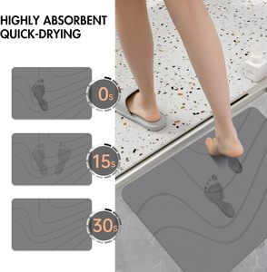 Tapis de douche en peluche douce et moelleuse rose à rayures, séchage rapide, microfibre, tapis de bain touffeté, antidérapant - Product Image 4