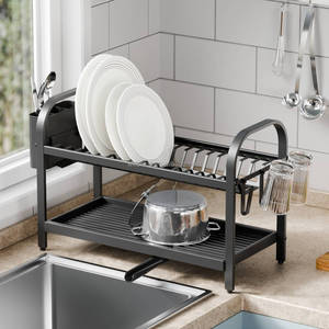 WIREKING Scolapiatti a 3 Livelli in Alluminio Antiruggine, Organizzatore per Tazze e Utensili da <span class=keywords><strong>Cucina</strong></span> da Posizionare Sopra il Lavello - Product Image 2