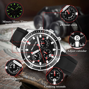 Relojes analógicos con estilo de moda para hombre, <span class=keywords><strong>reloj</strong></span> de pulsera clásico de cuarzo con cronógrafo de banda de silicona resistente al agua para trabajo deportivo para hombre - Product Image 5