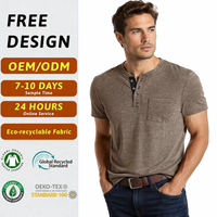 T-shirt Henley à manches courtes pour homme de qualité supérieure, en matériau recyclé durable, design luxueux et discret, provenant d'une usine certifiée
