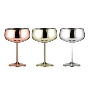 Mug en acier inoxydable argenté moderne de 15 oz, tasse en métal pour whisky, vin, flûte à <span class=keywords><strong>champagne</strong></span> à <span class=keywords><strong>large</strong></span> ouverture, réutilisable pour les bars, les fêtes, les mariages - Product Image 1