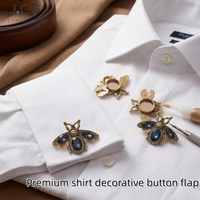 Boutons de manchette décoratifs en alliage de zinc électroplaqué, ornés de strass de luxe en forme d'abeille, pour chemises et vêtements