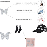 Autocollant papillon 3D en strass brillant, papillon creux, strass pour la décoration de vêtements, accessoires de cheveux, bricolage