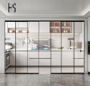 Portes coulissantes en alliage d'aluminium <span class=keywords><strong>de</strong></span> style minimaliste, verre trempé double couche, tailles personnalisées disponibles, vente en gros d'usine - Product Image 1