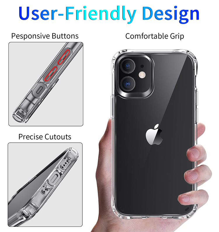 Tpu Pc Shockproof Clear Mobile Cover Acrylic Transparent Hard Cell Phone Case For Iphone 12 pro max