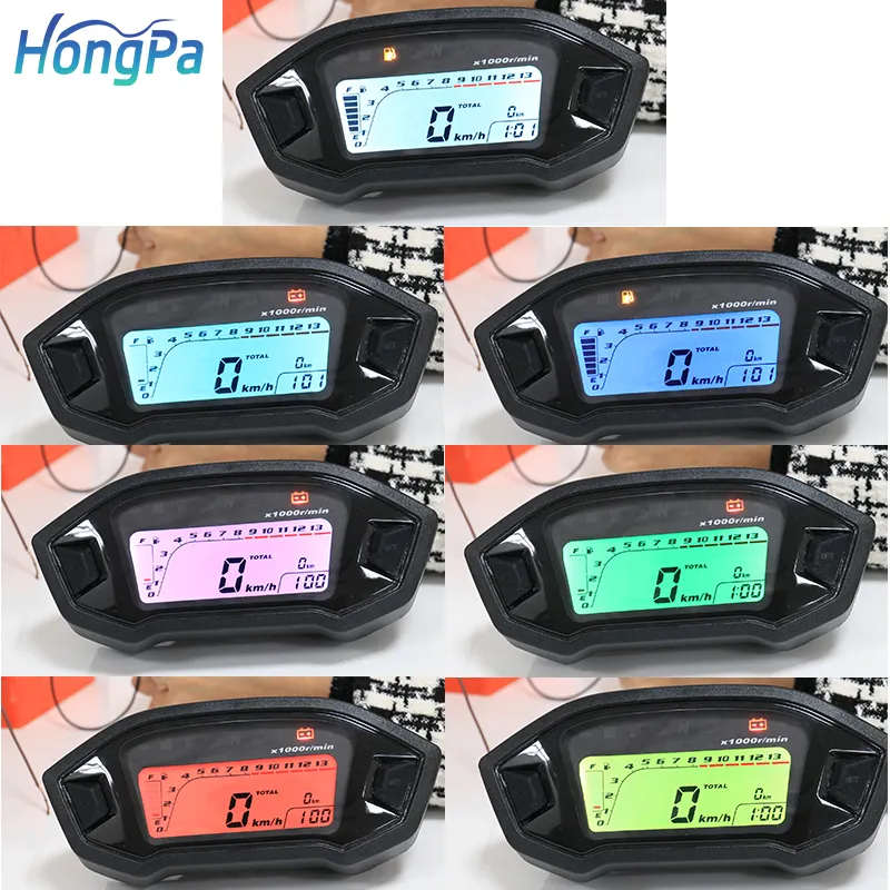 Motorrad 7 Farben Tachometer LCD 13000 U/min Kilometer zähler Universal Motorrad Instrument