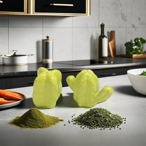 Ensemble de salière poivrière en céramique de style moderne décoration <span class=keywords><strong>cactus</strong></span> assaisonnement stockage des aliments cadeau boîte fabriquée emballage en gros - Product Image 1