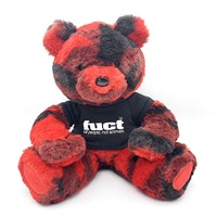 Peluche de camouflage rouge pour mère et bébé, peluche d'ours en peluche en fourrure