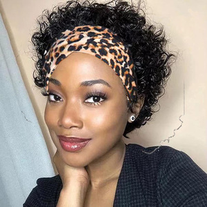 Perruque bandeau en cheveux naturels, style court 'Petit Elfe', en soie glacée, cheveux véritables noirs, 6 pouces - Product Image 1