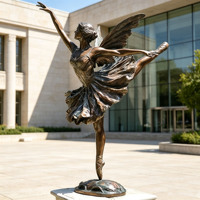 Statue d'art personnalisable, sculpture en bronze élégante de style européen pour jardin de villa, statue de ballerine ailée