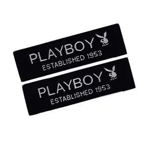 Brand name logo customized high-density end folding sewing woven label for clothing