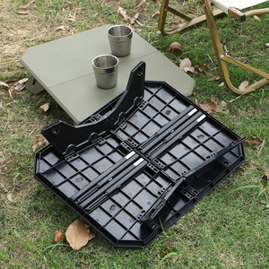 Table pliante d'extérieur portable, rectangulaire, noire, légère, imperméable, pour le camping, les pique-niques, les voyages en voiture, les voyages en moto - Product Image 2