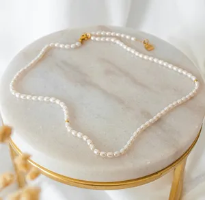 Collana di perle Tasbih gioielli moda 316l acciaio inossidabile 18k placcato oro 99 perle Tasbeeh natura perle collane