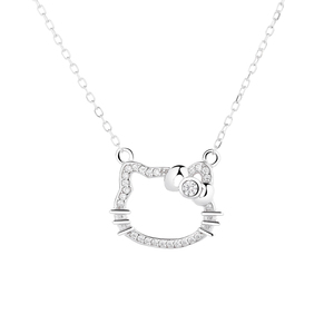 Nuova Collana in Argento 925 con Gattino Cartoon - Design Dolce e Minimalista per Ragazze e Migliori Amiche - Product Image 1