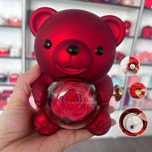 Обнимающийся медведь вечный вращающийся розовое кольцо ожерелье коробка подарок День Святого Валентина вращающийся медведь Роза шкатулка для украшений - Product Image 1