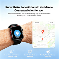 Montre connectée senior A80 avec grand écran HD de 1,83 pouce, étanche IP67, 10 jours d'autonomie, GPS, SOS, suivi de santé, pour maison de retraite