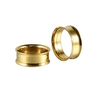 F136 Dilatateurs d'oreille à double évasement en titane plaqué or, sans filetage, type tunnel, 6-25mm, pour le corps, cadeaux de mariage