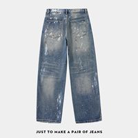 Jean Homme Y2K 2026 de Haute Qualité, Style Streetwear, Personnalisé, Bleu Vieilli, Effet Usé et Déchiré, OEM ODM