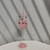 Flûte à vin romantique rose perlée avec fleur, cadeau personnalisé pour douche nuptiale, élégantes flûtes à champagne pour anniversaire