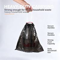 Sacs poubelles noirs personnalisés avec cordon de serrage, 4 rouleaux par paquet, sacs poubelles épais en PE résistants, écologiques, imprimés en gravure PLA