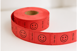 Boletos de Rifa con Caras Sonrientes de Colores Surtidos, Rollo de 1x2 Pulgadas, Numerados Consecutivamente para Eventos - Product Image 2