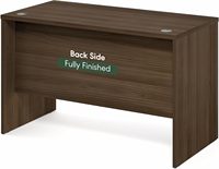 Bureau d'ordinateur rectangulaire de 47 pouces avec panneau de protection, plateau épais anti-rayures, finition noyer moderne pour bureau à domicile ou salle d'étude