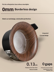 Luminaire encastré LED ultra-plat à design courbé de style chinois, finition grain de noyer, pour salon et chambre à coucher - Product Image 5