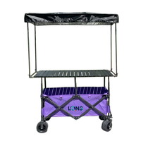 Chariot pliable portable avec poignée de traction et quatre roues pour marché nocturne, stands de restauration de rue et rangement