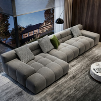 Sofá Modular Italiano con Tapicería de Tela Escarchada, Esponja de Alta Resiliencia, Estructura de Madera Maciza, Personalizable para Salas de Estar