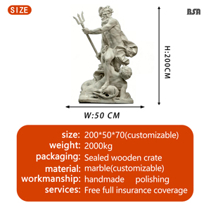 Sculpture classique en marbre personnalisée du célèbre <span class=keywords><strong>Neptune</strong></span> mythologique pour la décoration <span class=keywords><strong>de</strong></span> la cour <span class=keywords><strong>de</strong></span> la villa - Product Image 2