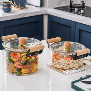 Olla <span class=keywords><strong>de</strong></span> cocina <span class=keywords><strong>de</strong></span> <span class=keywords><strong>vidrio</strong></span> transparente resistente al calor, calentamiento directo - Product Image 2