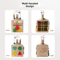 Cube d'activités en bois pour tout-petits, jouet éducatif multifonctionnel, labyrinthe de perles, engrenages rotatifs, trieur de formes, blocs d'apprentissage pour filles