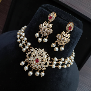 Ensemble de colliers de mariage indien du sud Sabyasachi inspiré émeraude or argent bijoux cadeau de fiançailles femmes mariage pakistanais - Product Image 1