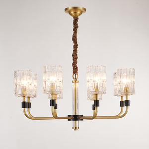 MEEROSEE moderno rame oro illuminazione in metallo da salotto lampadario in vetro lampada dicroico vetro ciondoli Lustras 400 k3992 - Product Image 2