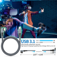Câble de liaison 16FT 5M gris haute vitesse 5 Gbps pour transfert de données PC USB 3.0 vers USB C pour casque VR